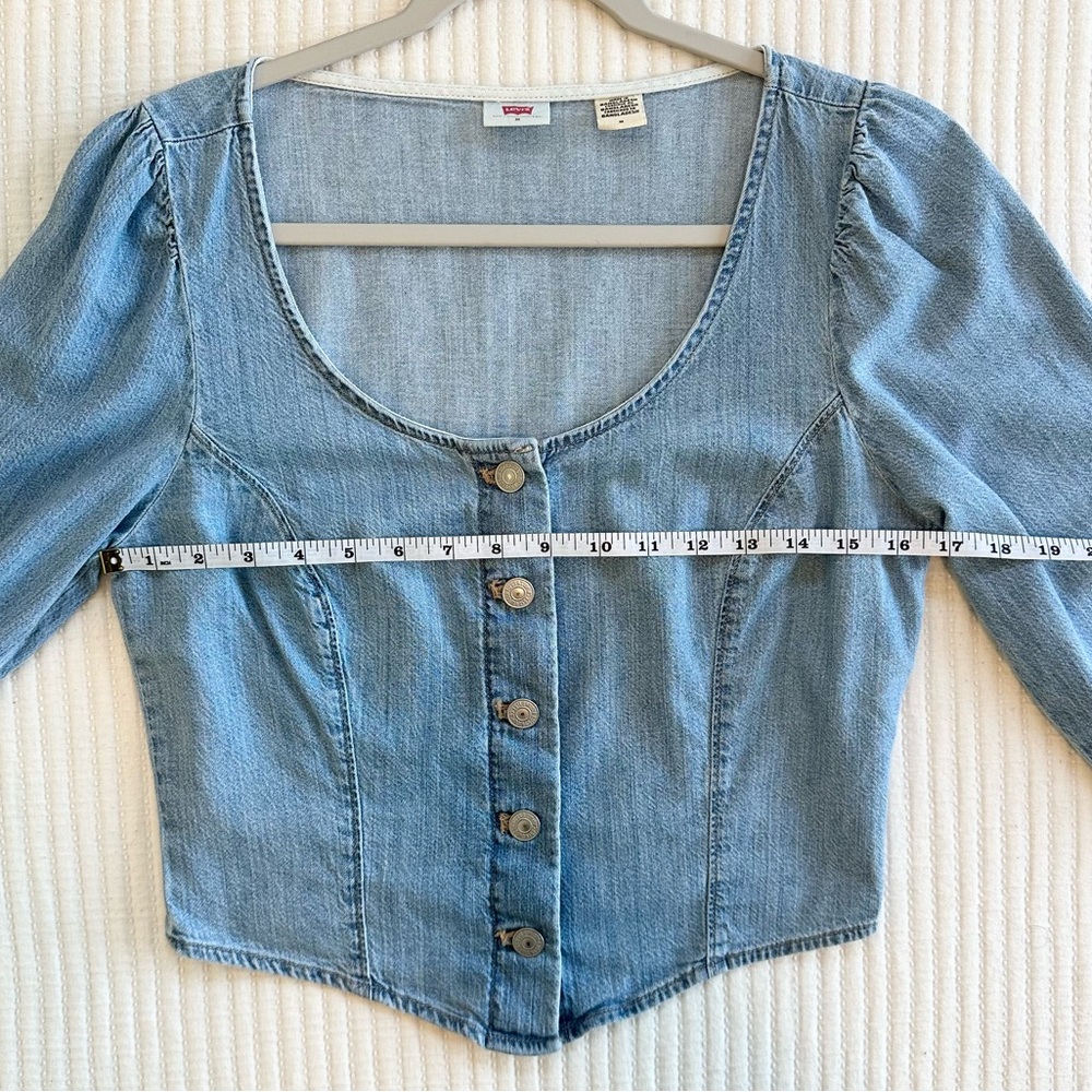 Levi's Daryn Corset Blue Button Down Denim Top - Picture 7 of 10